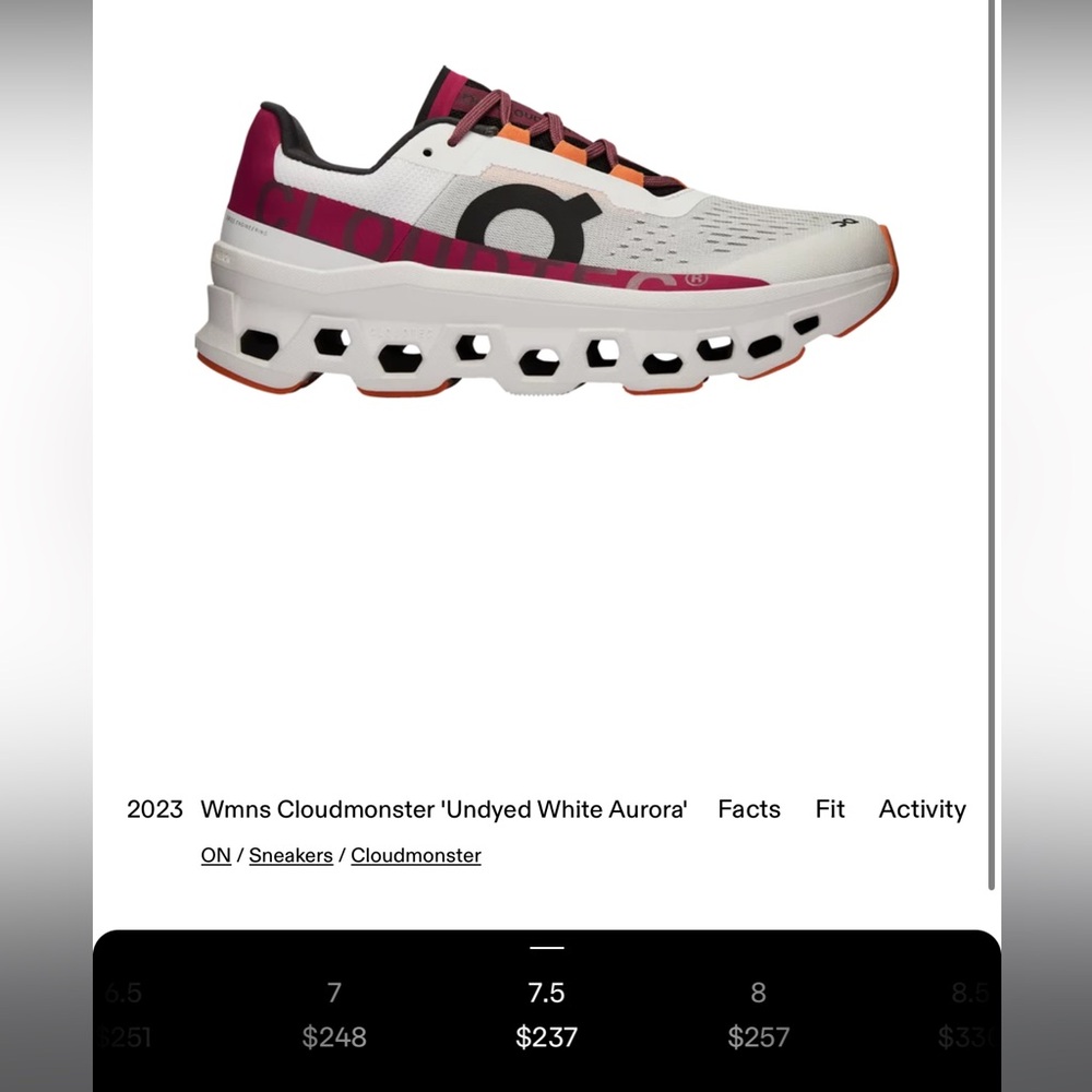 On Women's Cloudmonster Sneakers, Undyed-white Aurora